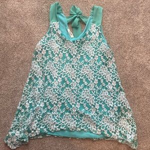 Teal lace tank top